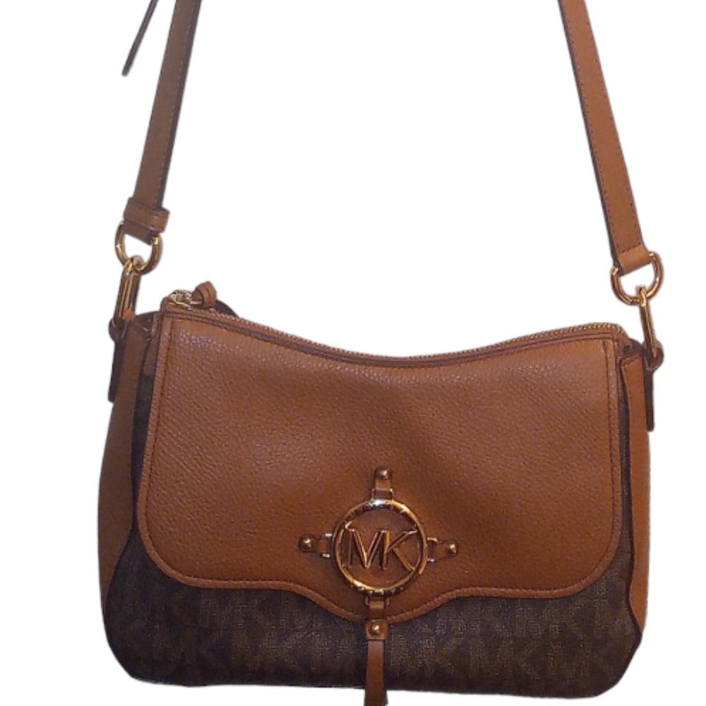 Michael Kors Monogram/Leather Messenger Bag
